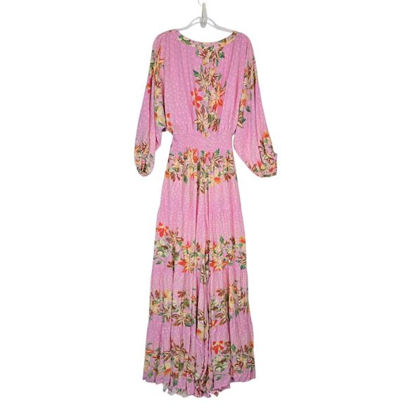 Free People x REVOLVE Paradise Jumpsuit Sugar Magnolia Combo Pink Floral L NEW - Picture 3 of 15